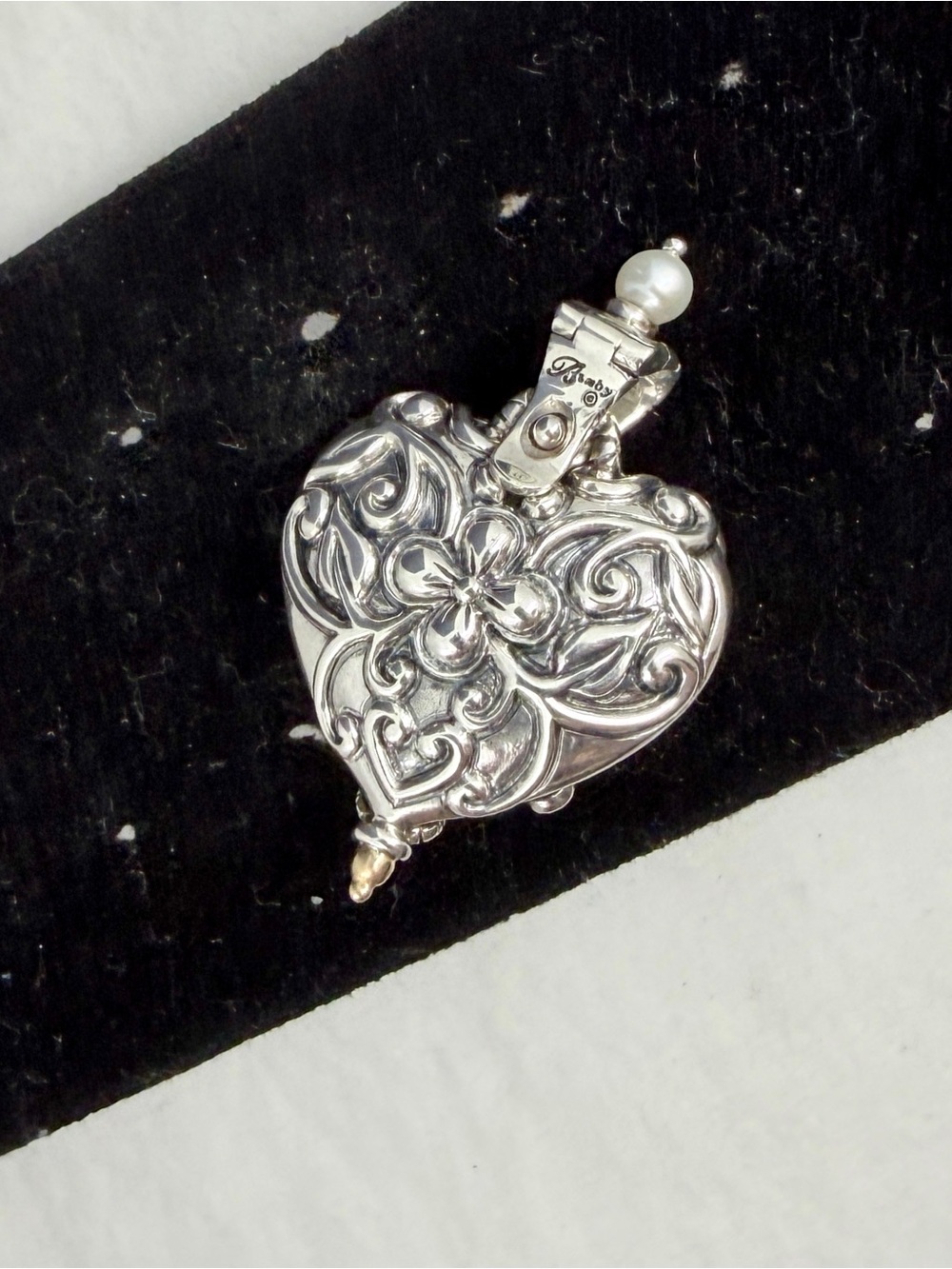 BARBARA BIXBY Sterling Silver 18K Yellow Gold Carnellian Turquoise Heart Pendant - Picture 6 of 13